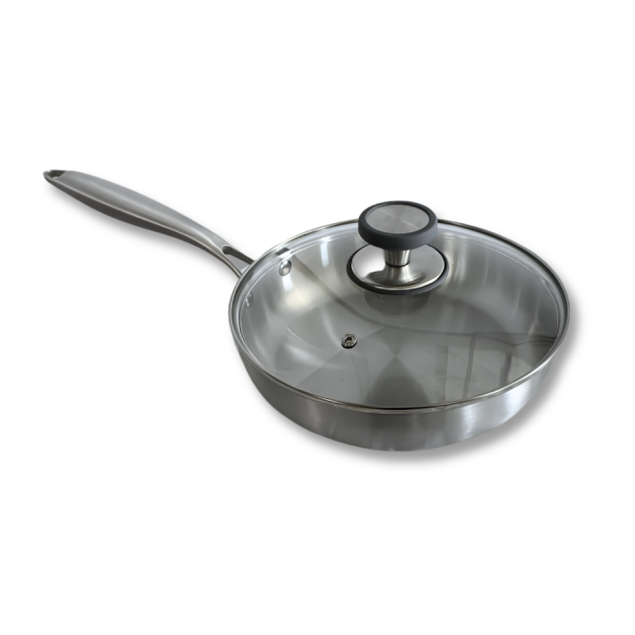 AISI 304 Stainless Steel Frying Pan, 24 cm, with Lid