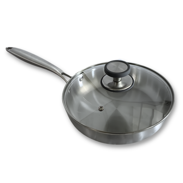 AISI 304 Stainless Steel Frying Pan, 24 cm, with Lid