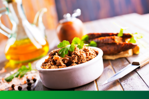 Куриная печень с шампиньонами в автоклаве