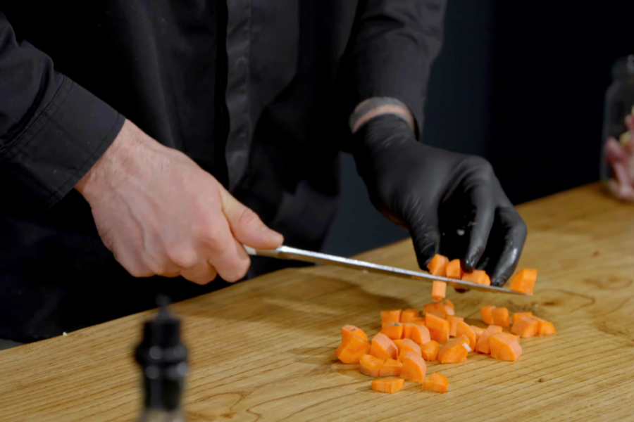 Cut the carrot into pieces