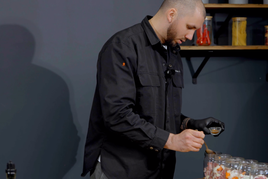 Add spices and tomato paste