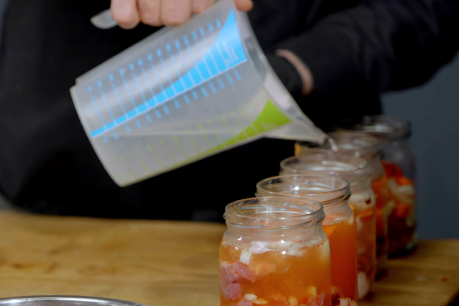 Fill the jars with water