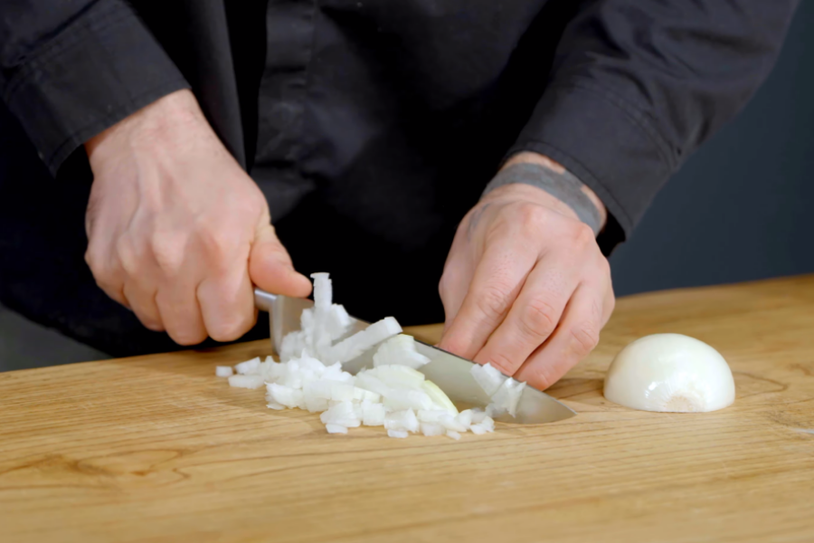 Chop the onion and fry it