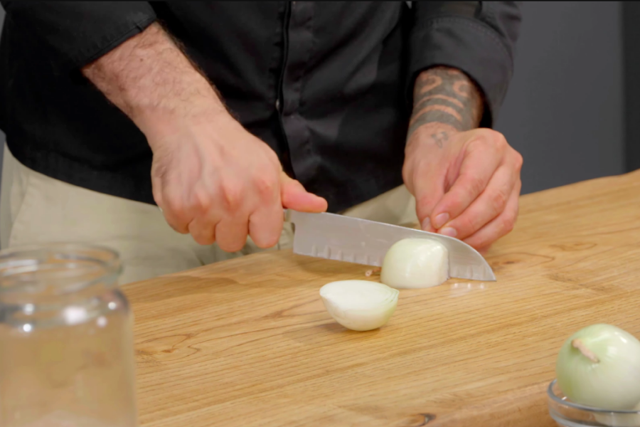 Chopping and sautéing the onion